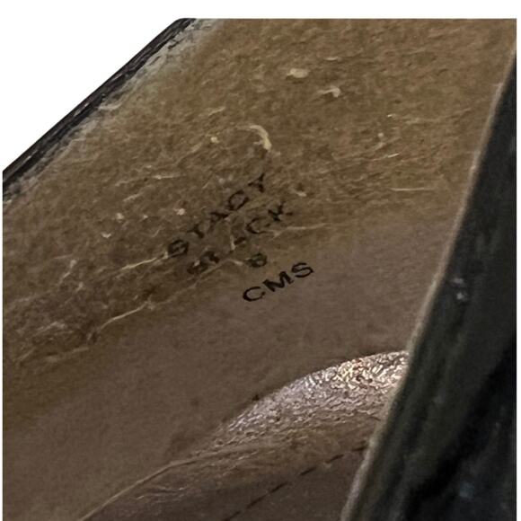 DKNYC Black Patent Pointed Toe Pump Slim Stacked Heel Pumps Stacy size 8 Office - Picture 8 of 10